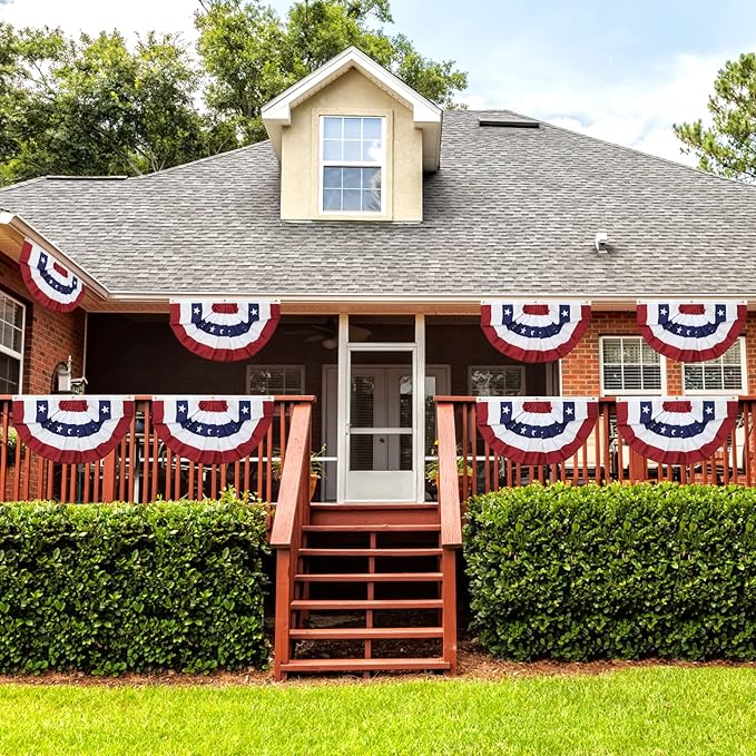 10 Pack 250 Anniversary USA Flag, 1.5X3 FT Fan Flags Bunting, 4th of July Patriotic Decorations Yard Signs Hanging Decor for Memorial Day Outdoor, Front Door, Porch, Welcome Backdrop with Brass Grommets