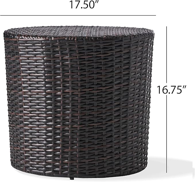 Wicker Rattan Side Table, Outdoor Round Rattan Coffee End Table for Patio Porch Lawn