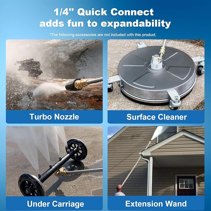 Heavy Duty 5000PSI 4.0GPM Electric Pressure Washer with 33FT Hose, 4 QC Nozzles for Cars/Fences/Patios/Home Cleaning, Deep Blue
