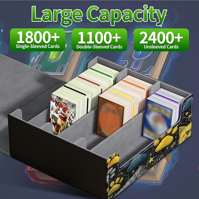 Large Card Deck Box for MTG, Fits 1200+ Sleeved Cards, PU Leather Storage Case with Strong Magnetic Closure, Multiple Colors for TCG CCG Baseball Card Collections, Dog Melon Seal Puppy