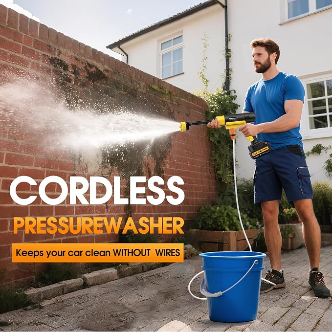 Cordless Pressure Washer Gun, 1885PSI Battery Operated Pressure Washer, Portable Power Washer with 3.0Ah Dual Batteries &Charger, 6-in-1 Nozzle Foam Cannon, for Vehicle, Driveway Deck