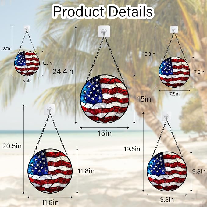 DASTOLL Stained Glass Window Hanging, Blue, White Red National Flag Pattern Sun Catchers Diamond Glass Panel Window Hangings Decor for Birthday Gifts for Women, Men, and Mom 6.3x6.3 in