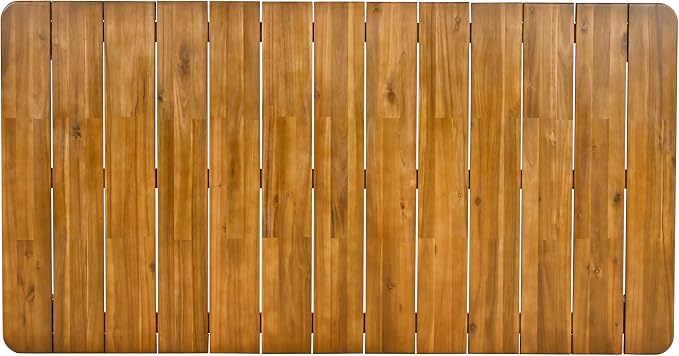 Christopher Knight Home Kegy 67" Patio Acacia Wood Dining Table with Slatted Tabletop, Outdoor Farmhouse Rectangular Dining Room Table for 6 Persons, Teak