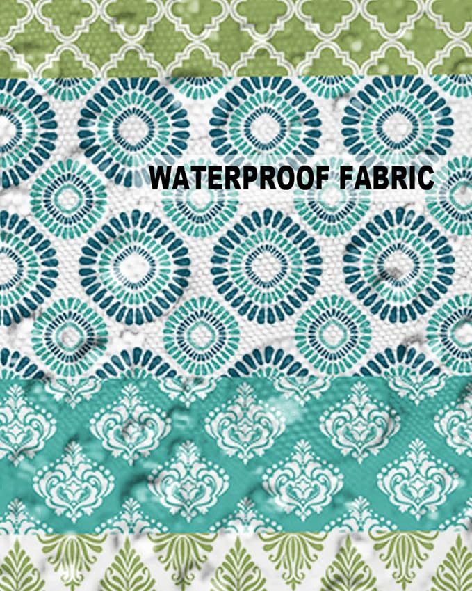 Outdoor Waterproof Throw Pillow Covers Set of 2 Teal Boho Stripe Tribal Vingtage Lumbar Pillowcases 20x20 Inch Green Bohemian Style Decorative Pillows Cushion Case Patio Pillows for Couch Bed Garden