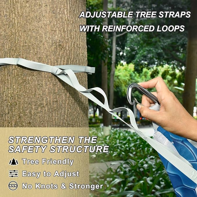 Blue-White Gradient 330lb Capacity Hammocks with Tree Straps Indoor Hammock for Outside Camping Essentials hamacas para Patio