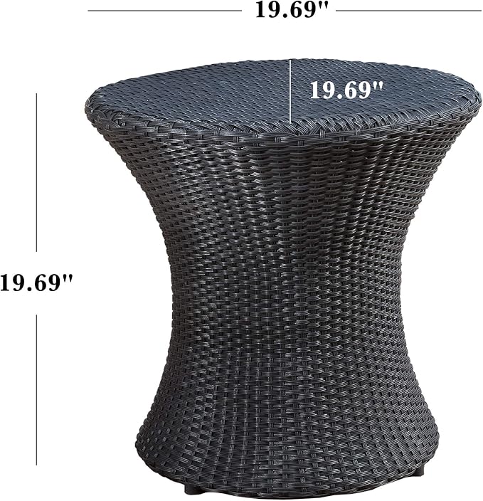 Christopher Knight Home Adriana Outdoor PE Wicker Accent Table, Black