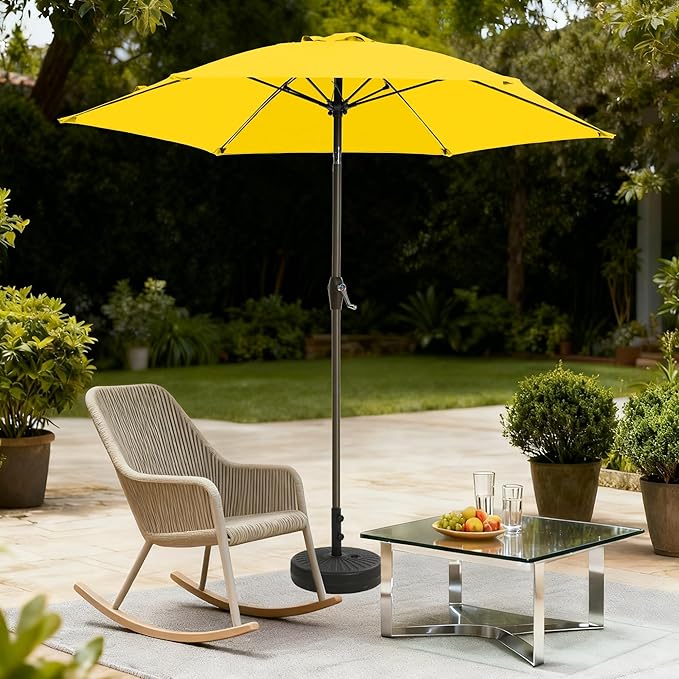 7.5FT Large Outdoor Patio Umbrella with Crank & Tilt - Durable Market Umbrella for Outdoor Patio with 6 Fiberglass Ribs for Poolside,Deck,Yard,Garden