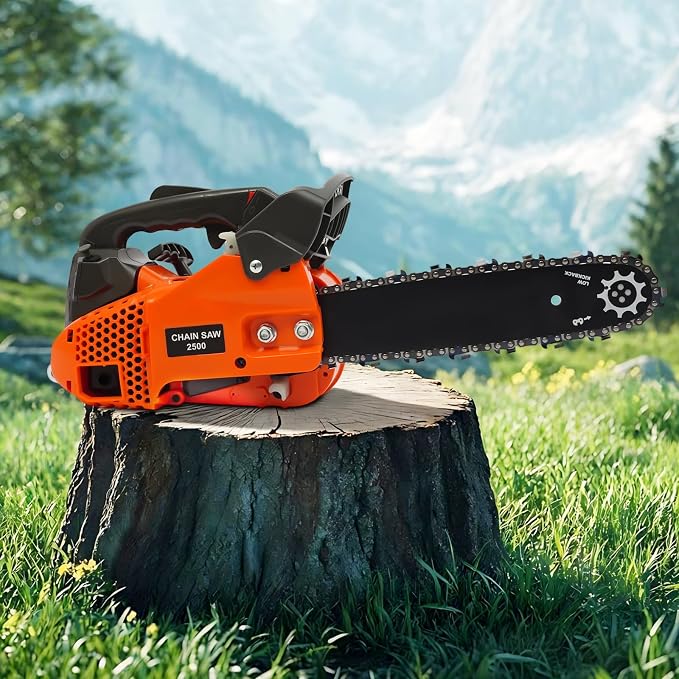 12 Inch Top Handle Chainsaw, 25.4cc 2-Stroke Gas Powered Motorized Saw, Lightweight Arborist Chainsaw with Easy Start System for Tree Pruning, Limbing and Farm Garden Clearing