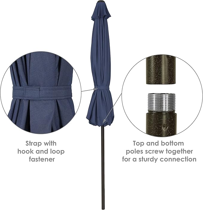 Sunnydaze 9-Foot Patio Umbrella with Fade Resistant Canopy - Auto Tilt and Crank - Rust-Resistant Aluminum Pole