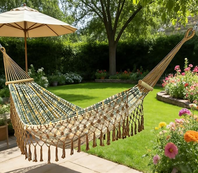 Portable Hammock, Bohemian Hammock,2person Hammock,for Suitable,Patio,Beach,Backyard,Garden,（Cyan 79 * 59