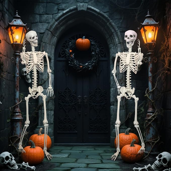 5.9Ft/180cm Giant Skeleton Poseable Skeleton Realistic Full Body Bones for Halloween Decorations
