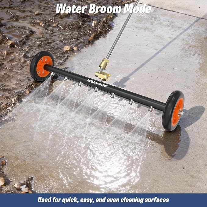 Undercarriage Pressure Washer Attachment, 24" Water Broom and Under Carriage Car Cleaner, Electric Power Wash Accessories with 3 Pieces Extension Wand, 1/4" Connector, 4000 PSI, Black