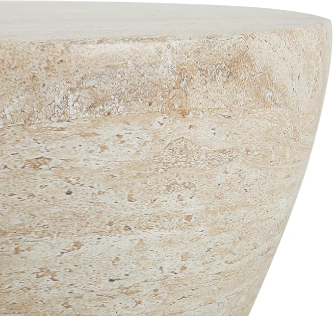 Christopher Knight Home Outdoor Side Table,Hourglass Shape Side Table,Patio Garden Stool Coffee End Table,Decorative Garden Stool for Patio,or Balcony,Lightweight Concrete Material,Travertine