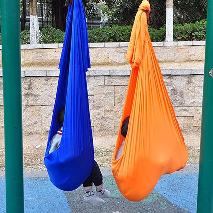 Kids Therapy Swing for Indoor Outdoor Hanging Hammock Elastic Cuddle Swing Up to 200kg for Children Sensory Integration (Color : Red, Size : 100 x 280 cm)