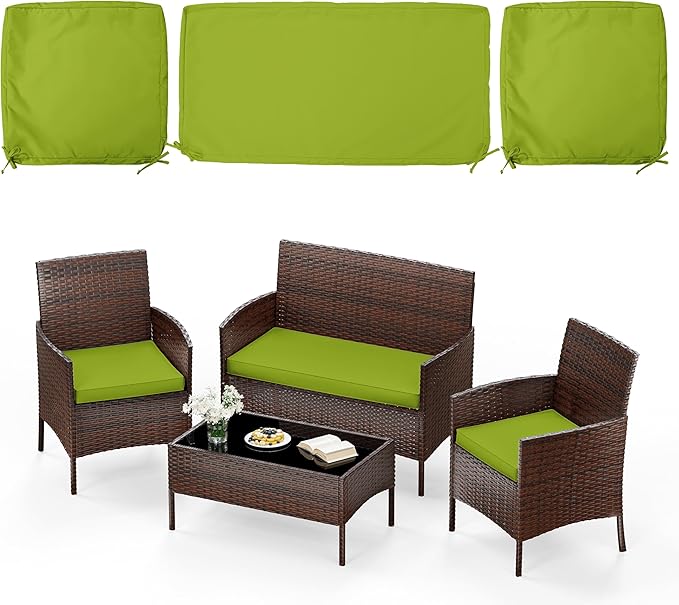 3 Pack of Outdoor Seat Cushion Replacement Set Suitable for 4 Pieces of Wicker Rattan Furniture Terrace Guest Set Sofa Chair (36x18x2, 18x18x2), Only Cover