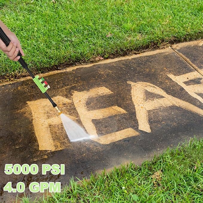 5000PSI 4.0GPM Heavy Duty Electric Pressure Washer with 33 FT Extension Hose, 4 QCNozzles and 500ml Foam Cannon for Cars/Fences/Driveways/Patios/Home Cleaning, Deep Green