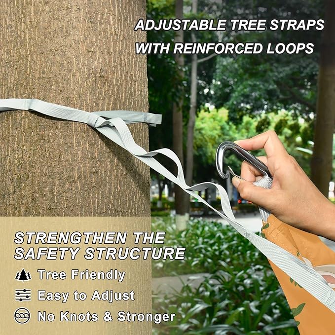 Camping Hammock Outdoor Hammocks for Outside Rabbit Carrot Orange Beach Trees Portable Lightweight with Pockets Tree Straps Indoor