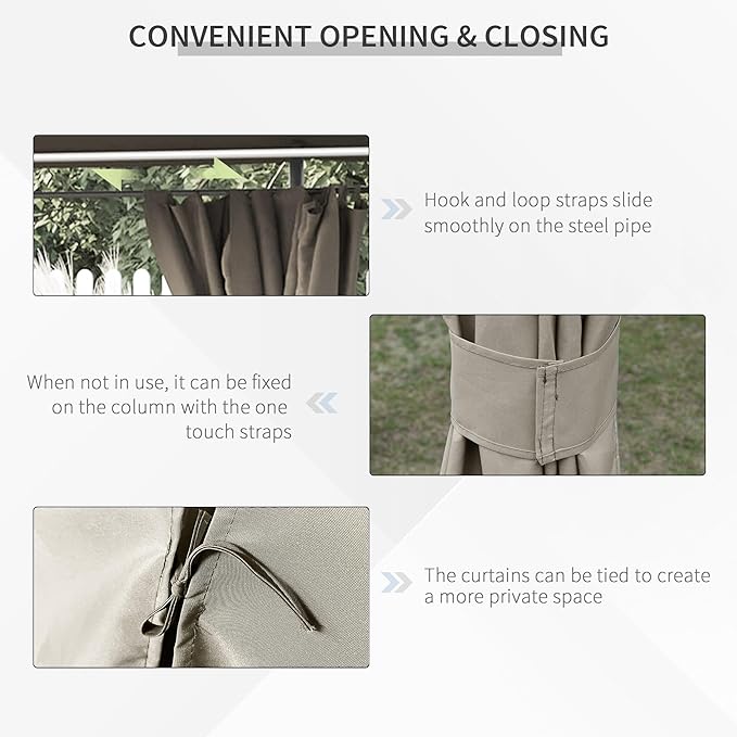 Outsunny 10' x 13' Outdoor Patio Gazebo Canopy Shelter with 6 Removable Sidewalls, & Steel Frame for Garden, Lawn, Backyard and Deck, Khaki