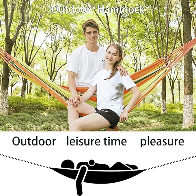 Camping Hammock, Outdoor Hammock Large Cotton Hammock for Garden Patio Yard Beach Camping Capacity 300kg(Rojo,2M*1M)