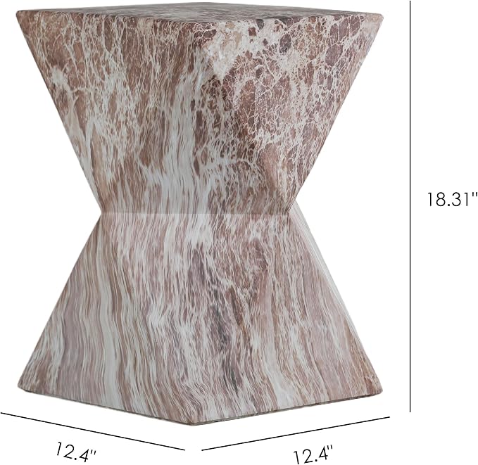 12.4" Cement End Tables for Patio,Marble | Faux Terrazzo Modern Small Squre Side Accent Table,Tree Stump Garden Stool Drum Indoor and Outdoor
