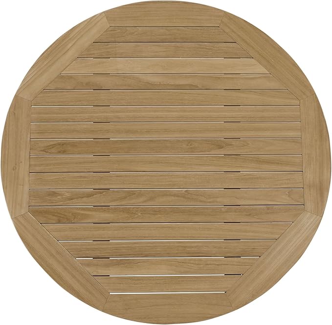 Modway Marina Premium Grade A Teak Wood 3-Piece Outdoor Patio Furniture Set in Natural Navy