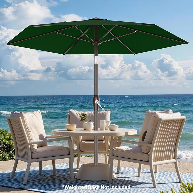 AreShark 7.5FT Patio Umbrella Table Market Umbrella w/Tilt and Crank, Heavy-Duty Outdoor Umbrellas for Pool, Deck, Garden and Backyard, Dark Green