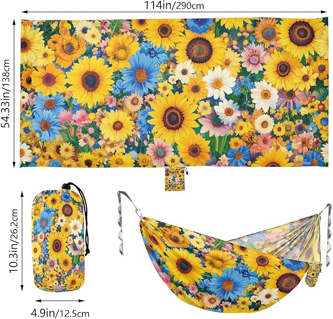 Beauty Spring Colorful Flower 330lb Capacity Camping Hammock with Portabl Carry Bag Rope Hammock for Outside Patio Garden capas para la Lluvia