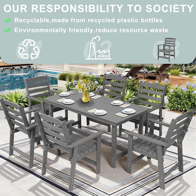 FUNBERRY Outdoor Dining Chairs Set of 4, HDPE Patio Chairs for Outside | Wood-Grain, HDPE All Weather, No Rot or Rust or Crack, UV Fade Shield, 330LBS Weight Capacity, Easy-Clean for Outside