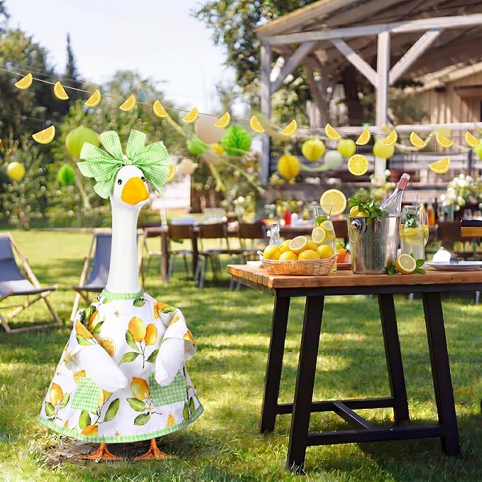 Abbylike Summer Lemon Porch Goose Outfit Spring Lemon Costume Clothes for 23'' Goose for Summer Garden Porch Statue Yard Pathway Decorations