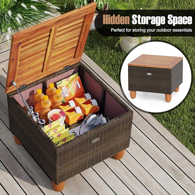 HAPPYGRILL 3-Piece Patio Conversation Furniture Set Outdoor Wicker Sofa Set with Soft Cushions & Coffee Table for Balcony Backyard Porch