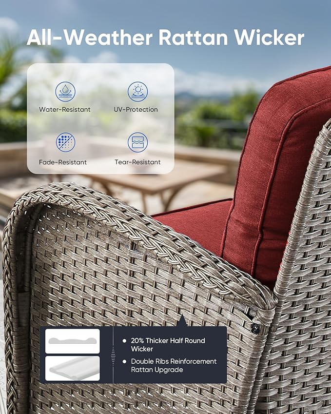 3 Pieces Patio Bistro Set Outdoor Swivel Rocker Patio Chairs with Side Table Patio Furniture for Deck Porch Garden Balcony Poolside