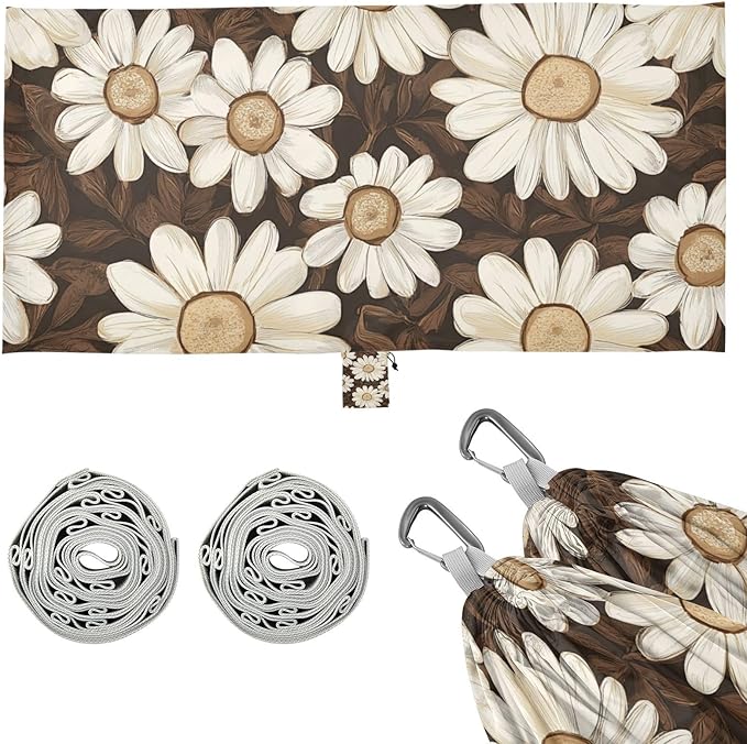 Earthy Daisies Camping Hammocks Rope Hammock for Patio Backyard Lounge Base
