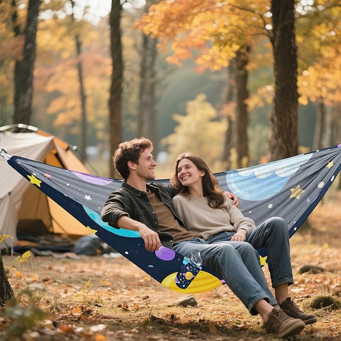 Cartoon Cute Colorful Planet 330lb Capacity Outdoor Hammock with Hanging Rope Cloth Hammock for Outside Beach Patio Garden Silla colgante para Patio Exterior