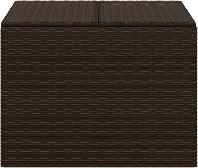 Benjara Outdoor Garden Storage Box- Removable Bag- Brown Poly Rattan Woven