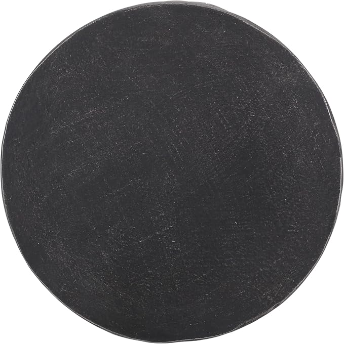 Outdoor Side Table Concrete End Table Round Drum Side Tables Vintage Small Coffee Tables for Indoor Outdoor,Garden Stool for Patio Porch Backyard,Cylinder, Black & Gold Leaves