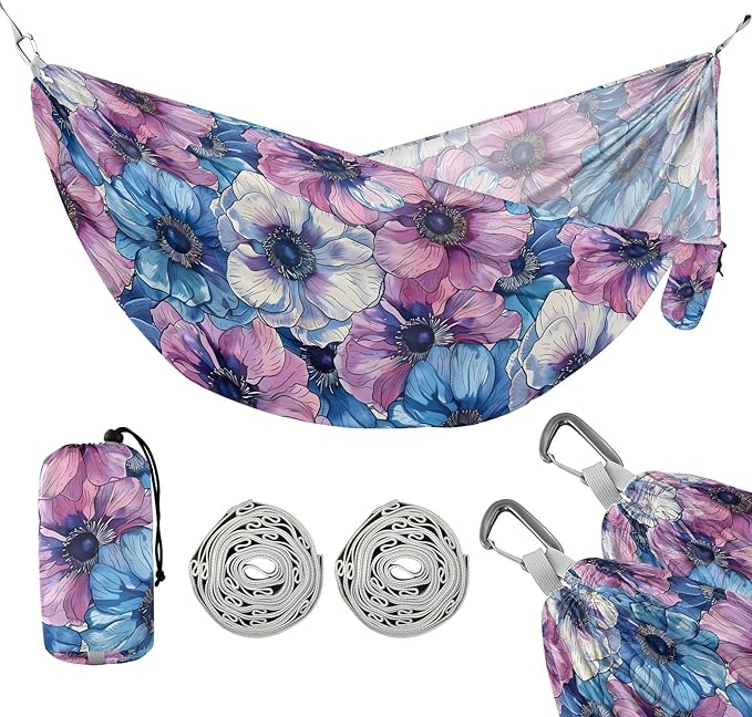 Camping Hammock Outdoor Hammocks for Outside Anemone Flower Beach Trees Portable Lightweight with Pockets Tree Straps Indoor