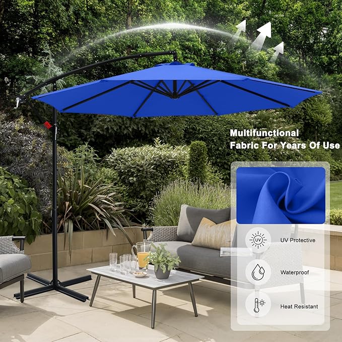 ABCCANOPY Cantilever Patio Umbrella with base included, 360° Rotation Outdoor Offset Umbrella for Backyard, Deck, Poolside