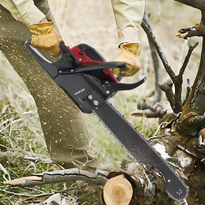 Gas Powered Chainsaw, 2-Stroke 58CC 2400W 20Inch Handheld Cordless Petrol Chain Saw Power Head Gas Powered Chainsaw Portable Gasoline Chain Saw for Garden Pruning Forest Logging (20In 58CC 2400W)