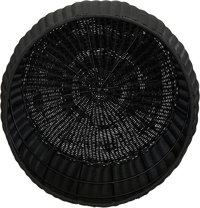 Household Essentials Handwoven Resin Barrel Side Table Storage Container, Black 18” H x 20” Dia.