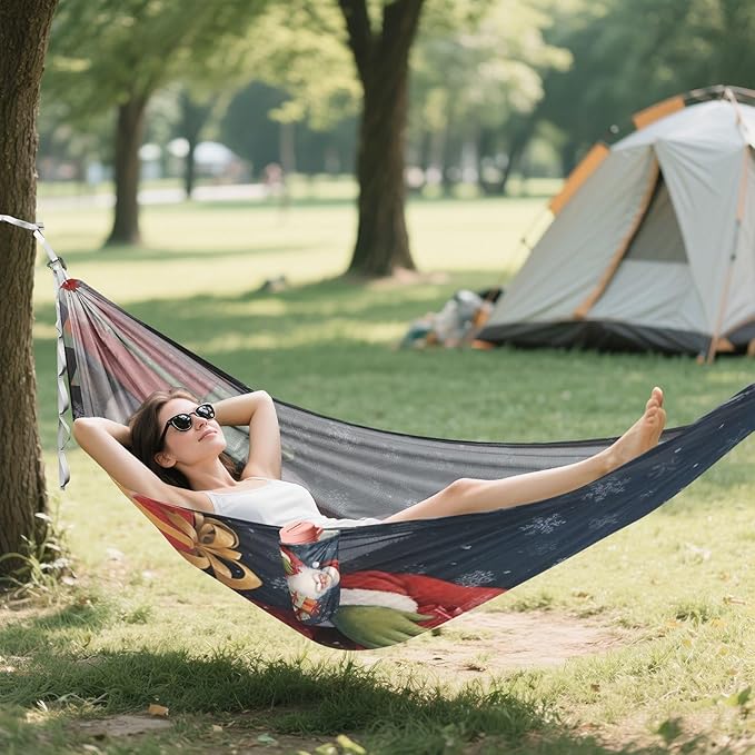 FRMG Christmas Santa Claus Hammock 500 lbs Capacity Portable Hammocks with Tree Straps & Attached Carry Bag, Camping Essentials Gear, 2010397a