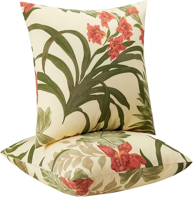 Outdoor Throw Pillows - Decorative Pillows with Insert Included Set of 2 Outdoor Pillows for Patio Furniture 18x18 Inch