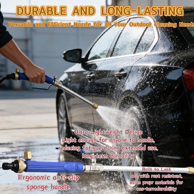 2026 New Model Jet Flux Pro-Power Pressure Washer | 2-in-1 Portable Power Water Gun, Dual Nozzles with Quick-Connect, Effortlessly Handles Car Washing, Patio & Home Cleaning