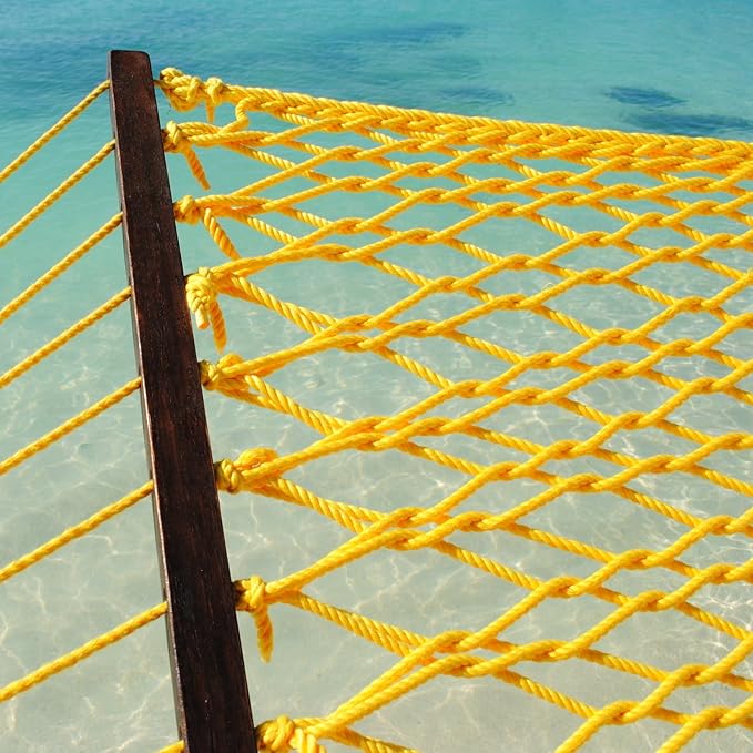 Caribbean Rope Hammock - 55 Inch - Soft-Spun Polyester (Yellow)