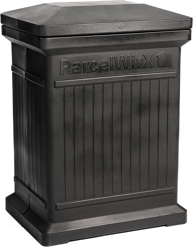 RTS Home Accents ParcelWirx Standard Vertical Delivery Box Storage Cabinet with Lift Off Lid, 24" x 18" x 33.5", Black