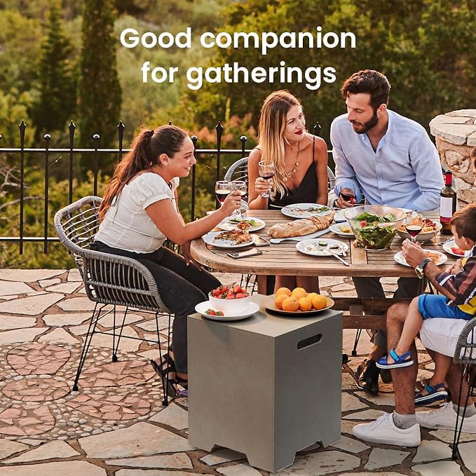 COSIEST Propane Tank Cover with Side Handles,20lb Gas Tank Cover,15.7 inch Outdoor Hideaway Tank Table for Gas Fire Pits -Gray