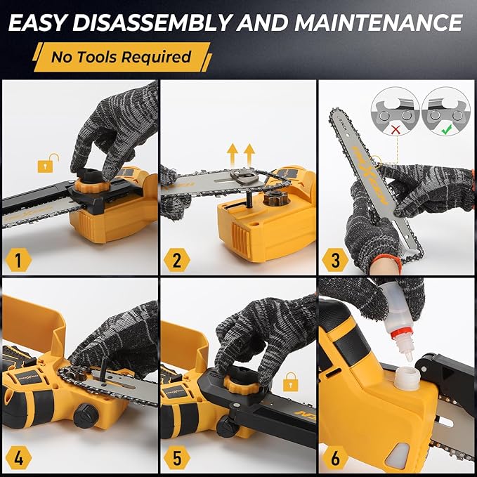 Mini Chainsaw for Dw Battery 20V MAX,8-Inch and 6-Inch 2-IN-1 Cordless Mini Chainsaw,Brushless Chain saw 20v for Wood Cutting, Tree Trimming (Battery Not Included)