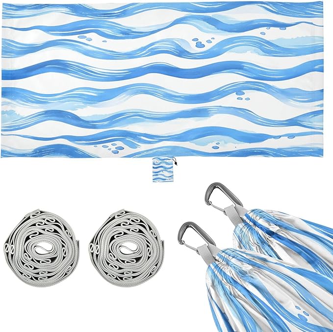 Hammocks for Outside Blue Stripes Camping Hammock Portable Hammocks with Tree Straps and Carry Bag Camping Accessories for Hiking Beach Outdoor