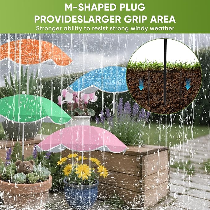 LCHUANG 4Pack Plant Umbrellas for Outdoor, 24inch Plant Shades for Outdoor with Durable 39.5'' High M-Shaped Plug for Stronger Wind Resistanc Flower, Potted, Garden Beds