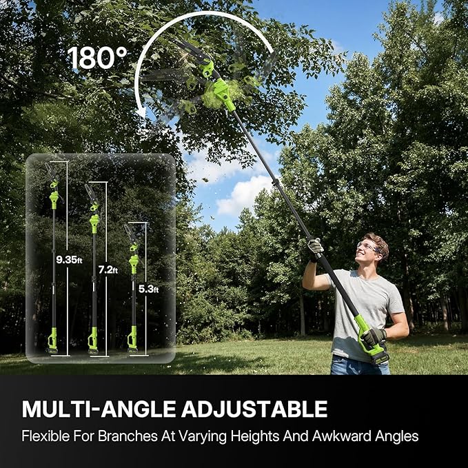 WORKIT 2-In-1 Electric Pole Saws for Tree Trimming, 8 Inch Mini Chainsaw Cordless with 2×4.0Ah Batteries, 14Ft Tree Trimmer Pole Saw, Electric Chainsaw with Auto Oiler, Tool-Free Tension