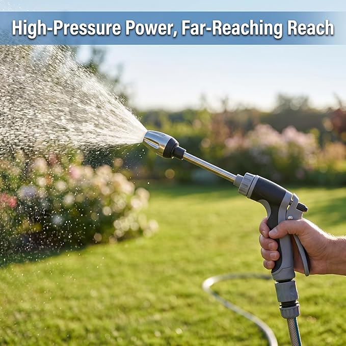 Aquoxis Pressure Washer, 2026 New Handheld Power Washer 360° Rotating Nozzle, 3 Spray Modes, Stainless Steel Universal Hose Fit, Multi Function Lawn & Garden Watering Sprayer, Tool-Free Installation